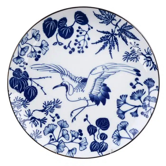 Blue / White Plate Crane - Flora Japonica - 25,7 x 3 cm