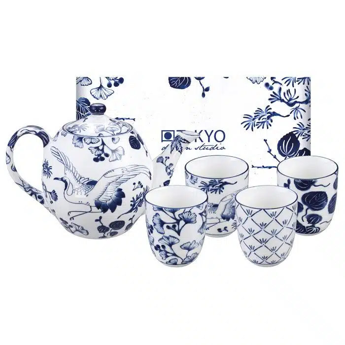 Blue / White Tea Set - Flora Japonica Set of 5 - 1200ml & 170ml
