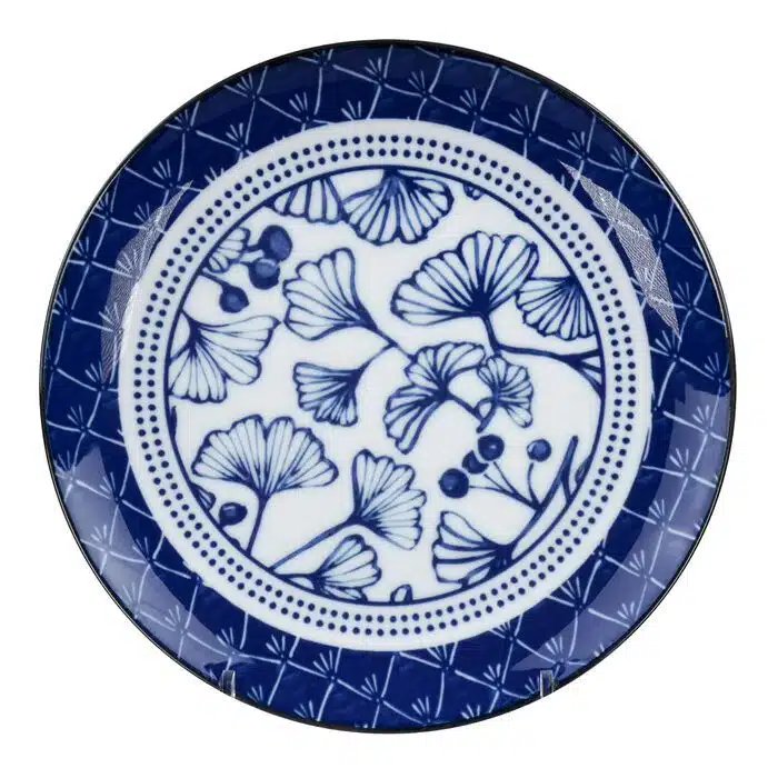 Blue / White Plate Ginko - Flora Japonica - 16 x 2 cm
