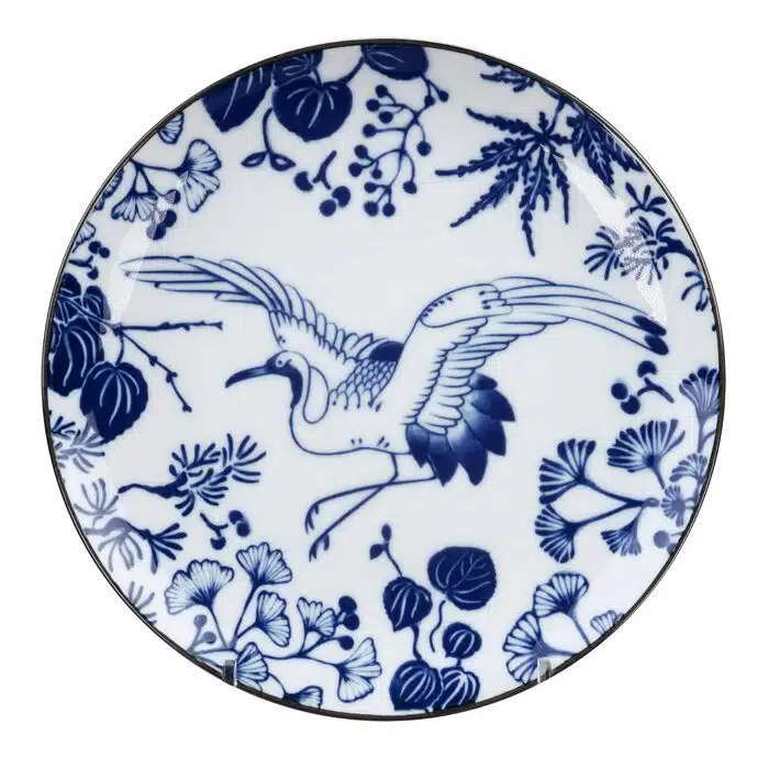 Blue / White Plate Crane - Flora Japonica - 16 x 2 cm