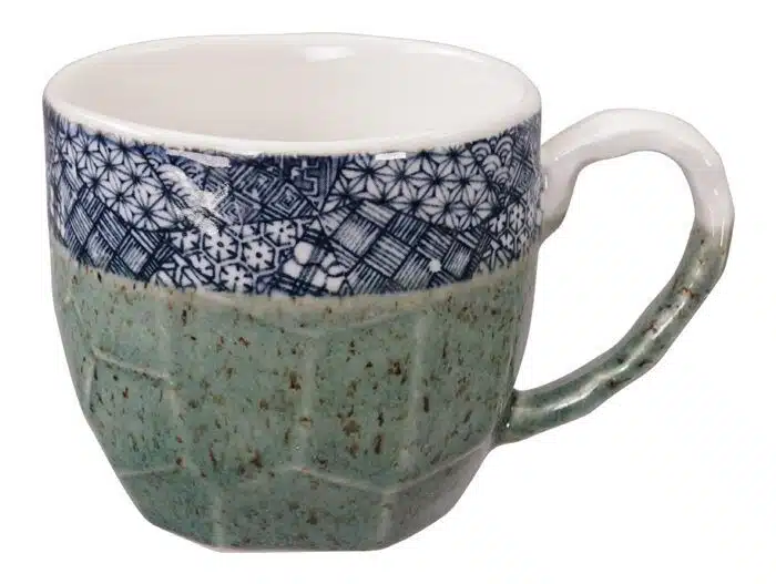 Green / White Handmade Mug in - 8,7 x 8 cm 300 ml