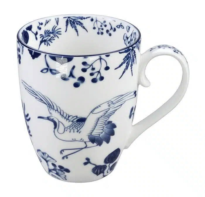 Blue / White Mug Crane - Flora Japonica - 8.5 x 10.2 cm 380ml