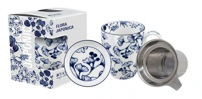 Blue / White Mug Set Ginko - Flora Japonica - 8.5 x 10.2 cm 380 ml