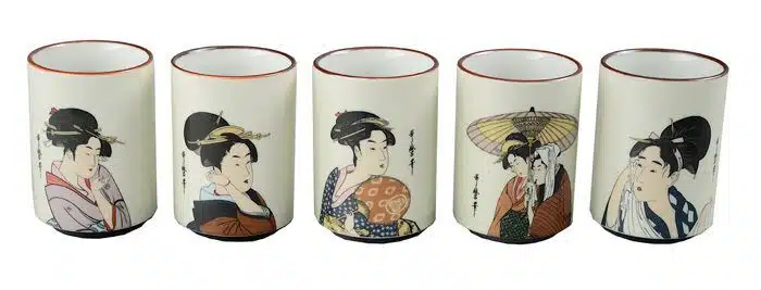 White - Utamaro Cup Set 5 pcs. 7,5 x 10cm 300ml