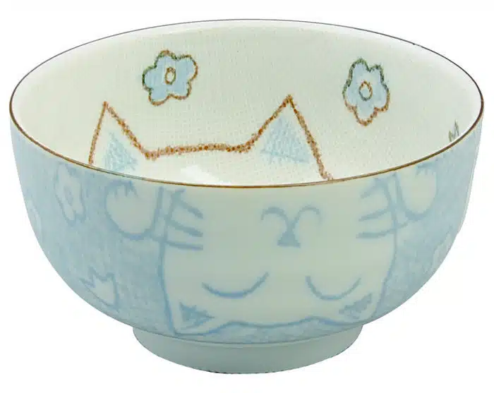 Blue / White Bowl - Kawai Cat - 12,7 x 7 cm
