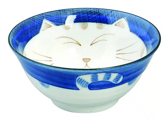 Blue Bowl - Kawai Cat - 15 x 7 cm 500 ml