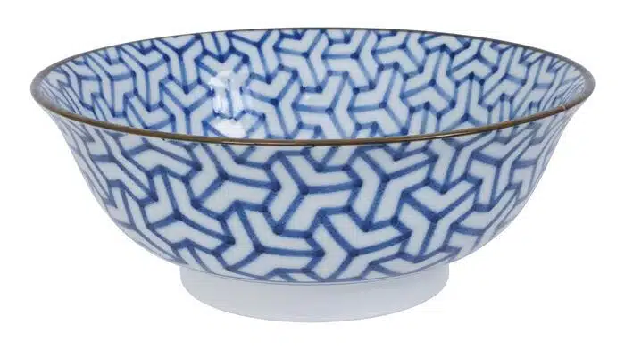 White / Blue Bowl - Mixed Bowls - 20,5 x 7 x 8 cm 1000 ml
