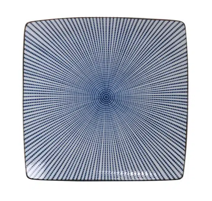 Blue square plate - Sendan Tokusa - 22 x 22 cm