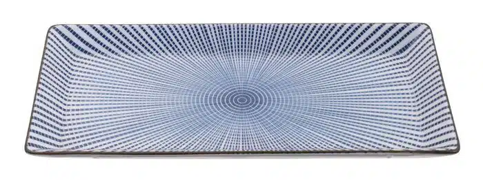 Blue rectangular plate - Sendan Tokusa - 23 x 11,5 x 2,3 cm