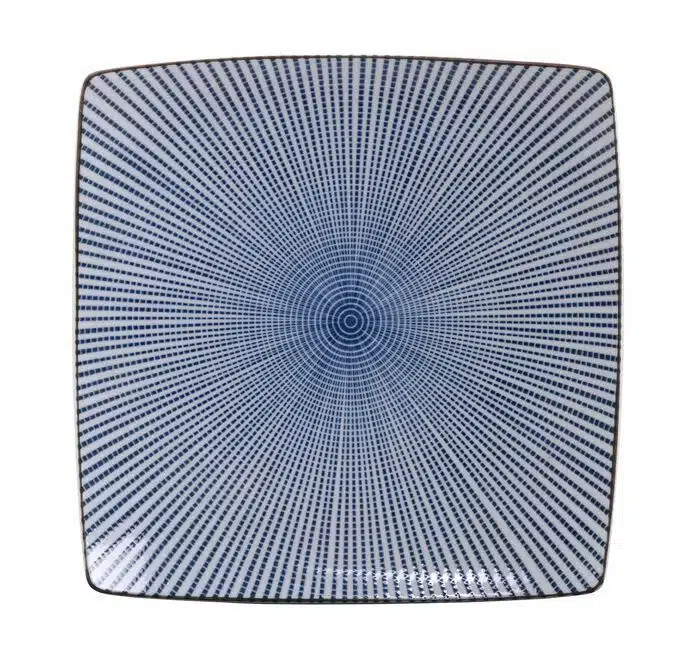 Blue / white square plate - Sendan Tokusa - 18,8 x 18,8 cm