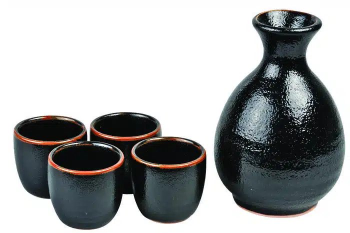 Black / Orange Yuzu Sake Set of 4 - 4,2 x 13 cm 250 ml