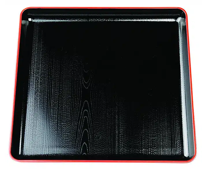 Black / Red square tray - Lacquerware - 30 cm