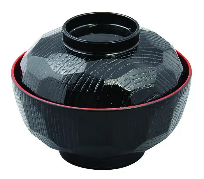 Black / Red Bowl with cover - Lacquerware - 12 x 9,5 cm