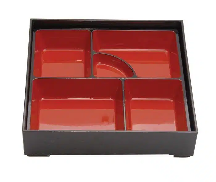 Black / Red bento box - 24 x 24 cm