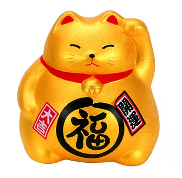 Golden lucky cats figure - 9 cm