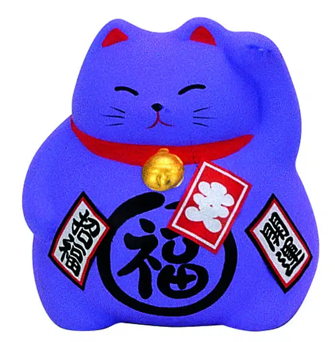 Purple lucky cat figure - 9 cm