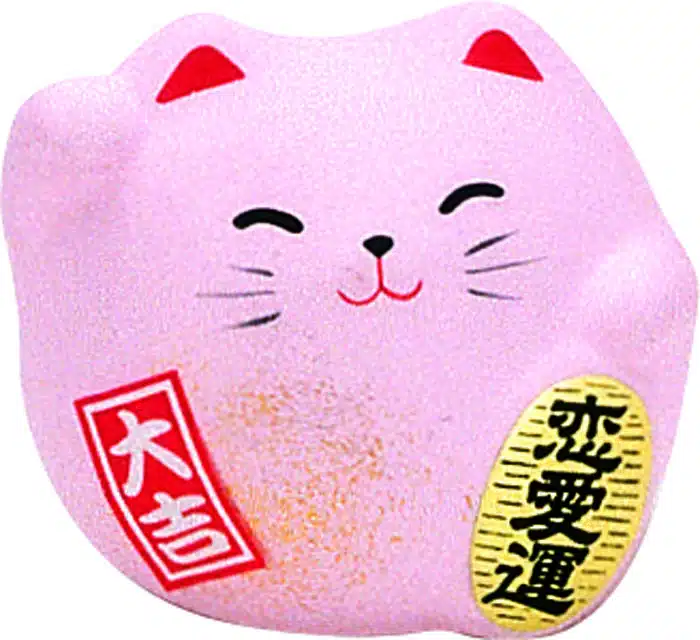 Pink lucky cat figure - 5,5 cm