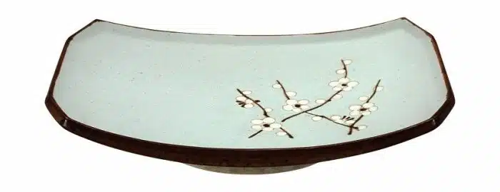 Mint green rectangular plate - Soshun - 22 x 15 cm