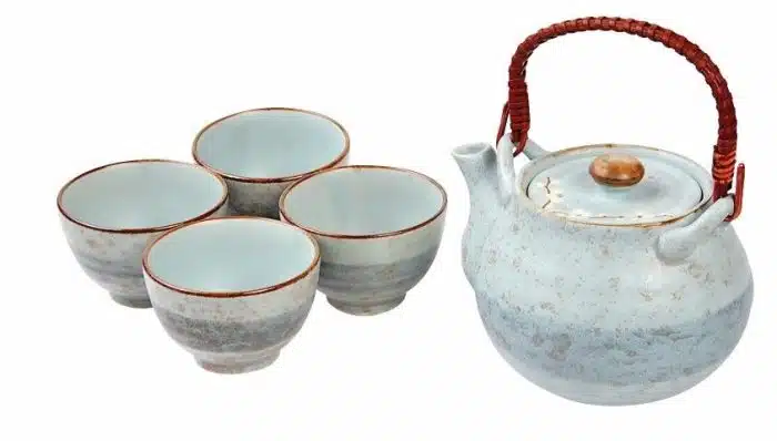 Mint green tea set with teapot and 4 cups - Soshun - 16 x 14 x 11cm 700ml
