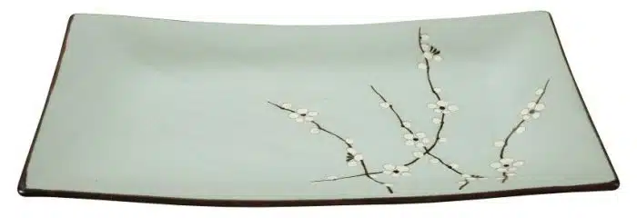 Mint green rectangular plate - Soshun - 35 x 19 cm