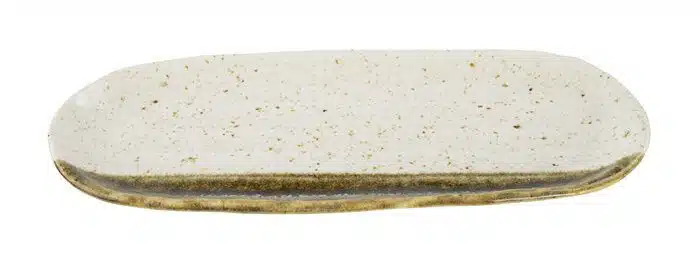 White / Brown Plate - Large Plate - 28 x 11.3 cm