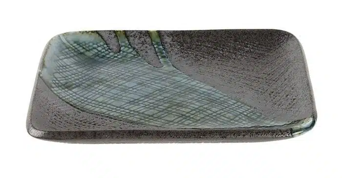 Black / Blue Square Plate - Large Plate - 14.5 x 12 cm
