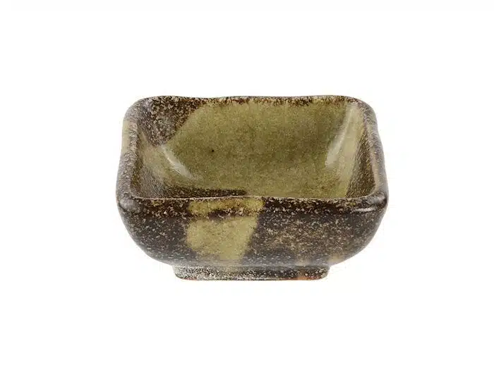 Brown / green soy sauce bowl - 7.5 x 7.5 x 3 cm
