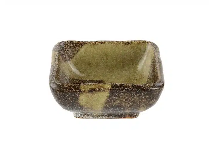 Brown / green soy sauce bowl - 7.5 x 7.5 x 3 cm
