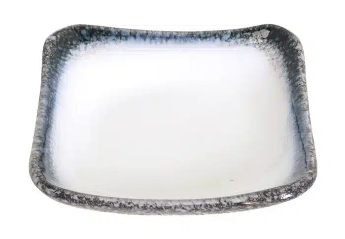 Gray / White Square Plate - Tajimi - 14 x 14 x 3.5 cm