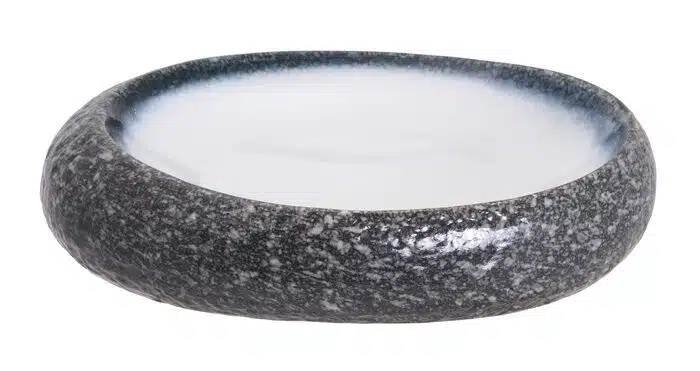 Gray / White Deep Plate - Tajimi - 27 x 21 x 5.5 cm