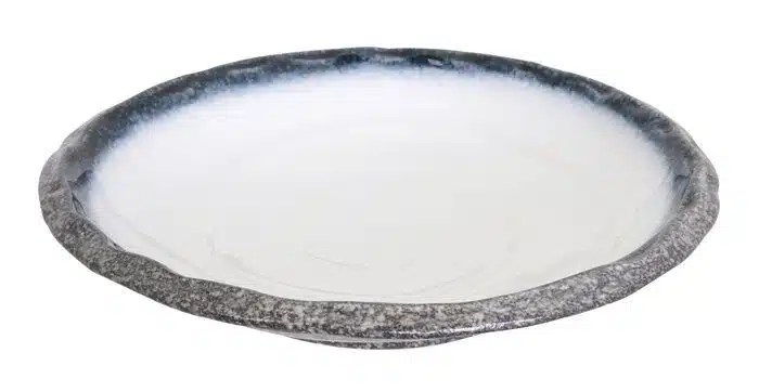 Gray / White Deep Plate - Tajimi - 30 x 6.5 cm