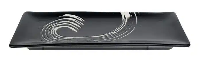 Black / White Plate - Black Maru - 26.5 x 10.5 cm