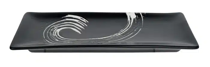 Black / White Plate - Black Maru - 26.5 x 10.5 cm