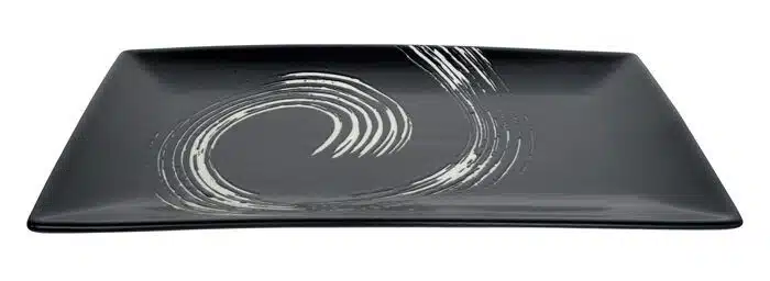 Black / White Plate - Black Maru - 34 x 19 cm