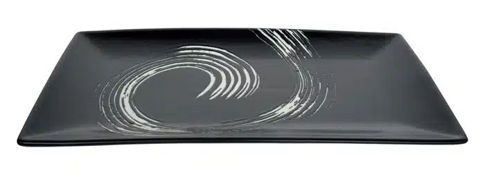 Black / White Plate - Black Maru - 34 x 19 cm