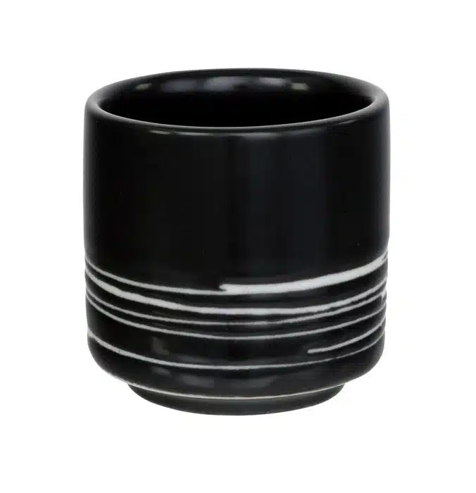 Black / White sake cup - Black Maru - 4,5 x 5 cm 50 ml