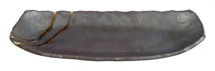Black / Brown Rectangular Plate - Large Plate - 37 x 15 cm