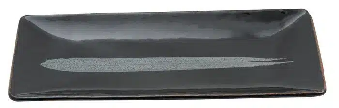 Black / Silver Rectangular Plate - Silver Brush - 29 x 13 cm