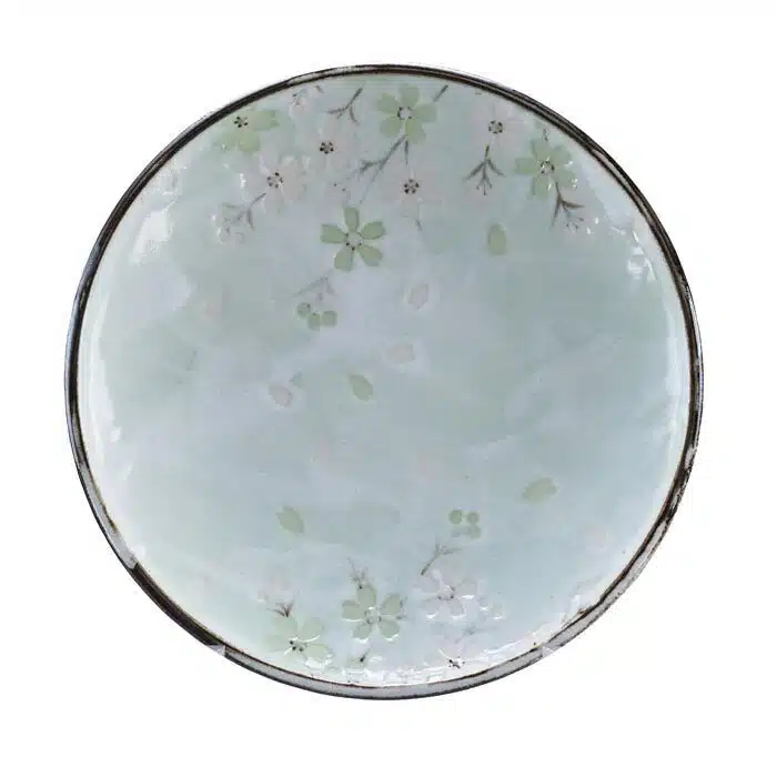 Mint green plate - Green Cosmos - 19.5 cm