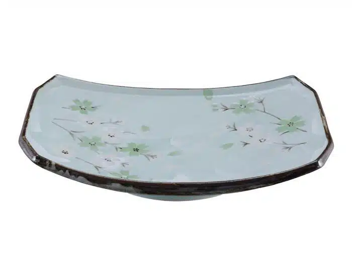 Mint green square plate - Green Cosmos - 22 x 15 cm