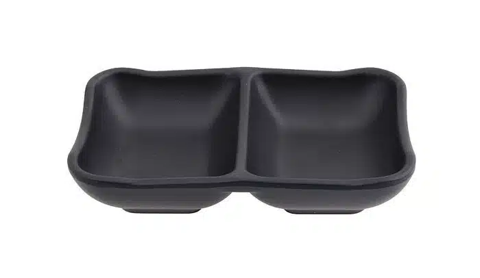 Black sauce bowl - melamine - 2 pieces - 13 x 8.5 x 3 cm