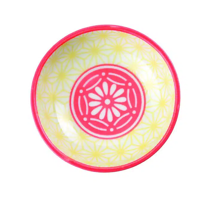 Yellow / Red Sauce Bowl - Star Wave - 9,5 x 3 cm