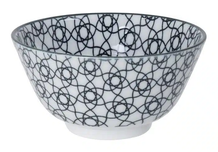 Black / White Bowl with Stripes - Nippon Black - 12 x 6.4 cm
