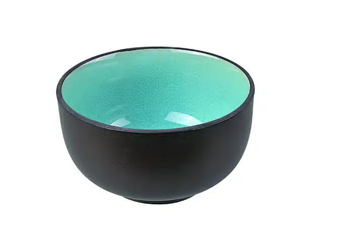Black / Turquoise Bowl - Glass Turquoise - 13 x 7.5 cm 600 ml