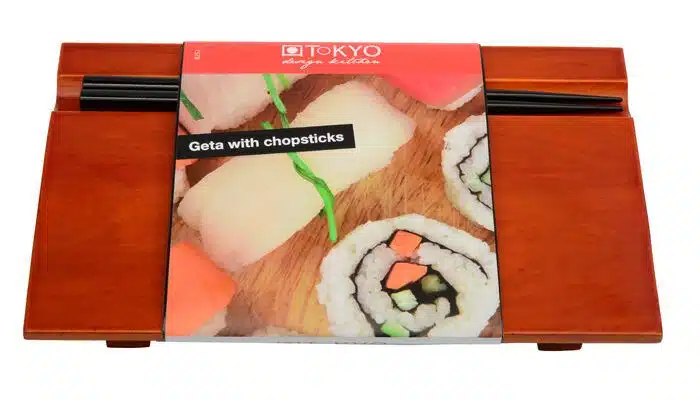 Wooden sushi geta with chopsticks - wooden dishes - 24 x 15 x 3 cm