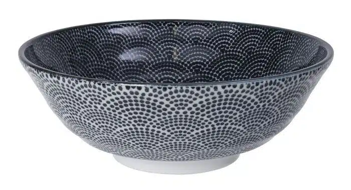 Black / white bowl with dots - Nippon Black - 21 x 7.8 cm 1000 ml
