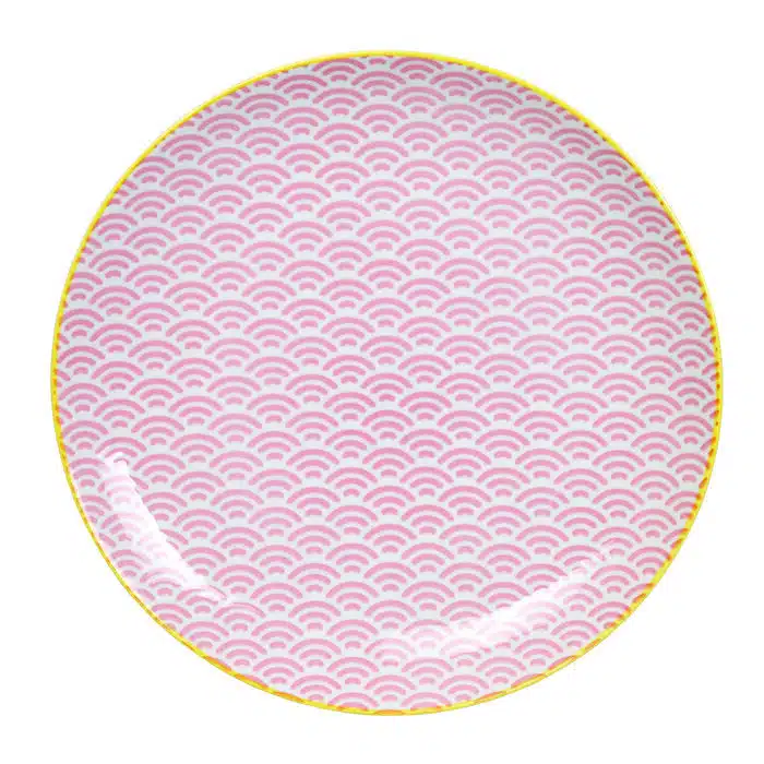 Pink / Yellow plate - Star Wave - 25.7 x 3 cm