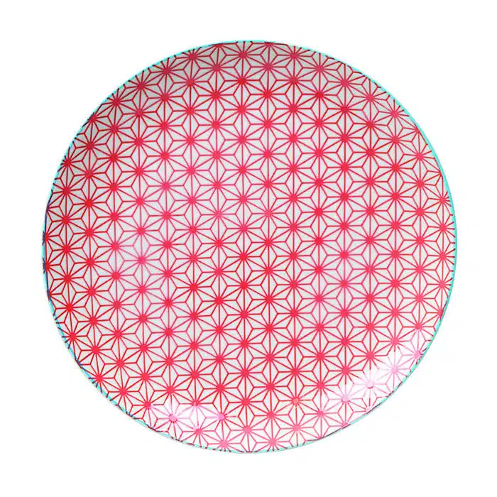 Red / blue plate - star wave - 25,7 x 3 cm