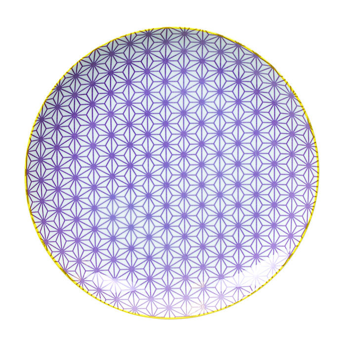 Purple / Yellow Plate - Star Wave - 25,7 x 3 cm