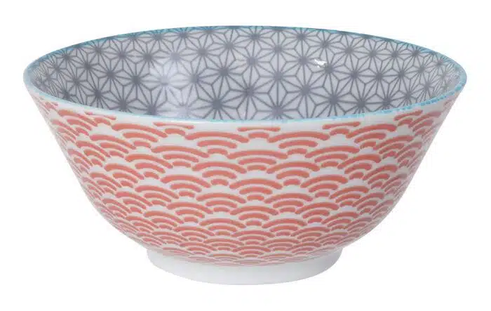 Gray / Red Bowl - Star Wave - 15.2 x 6.7 cm 500 ml